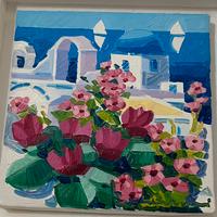 Athos Faccincani olio su tela Santorini