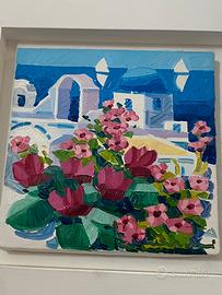 Athos Faccincani olio su tela Santorini