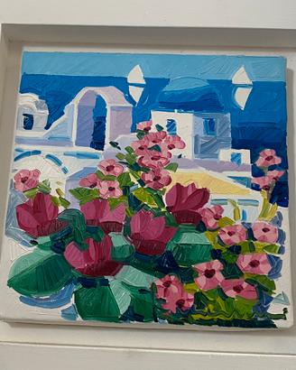 Athos Faccincani olio su tela Santorini