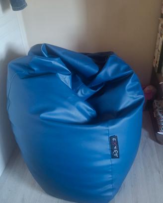 Pouf poltrona a sacco EXTRÒ in ecopelle blu 
