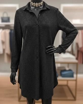 Abito camicia donna 3 in 1 versatile gessato lurex