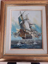 Quadro veliero di R. Longanesi su tela ad olio