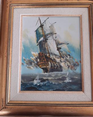Quadro veliero di R. Longanesi su tela ad olio