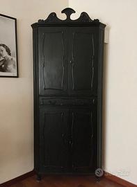 ANGOLIERA + PANCA IN LEGNO VERNICIATO NERO SATIN