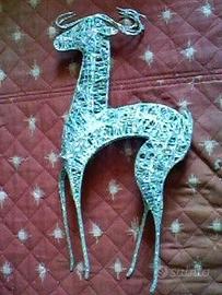 Scultura RENNA stilizzata argentata-glitterata