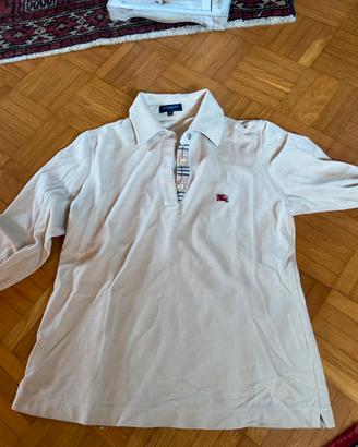 Polo burberry manica lunga beige donna