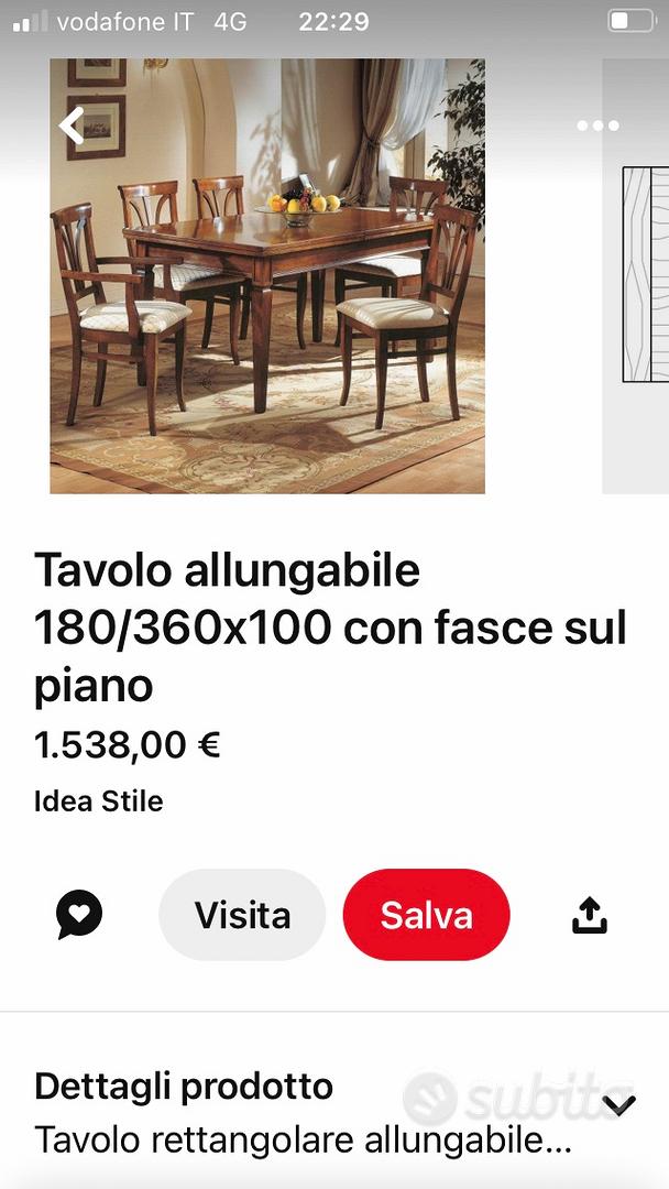 Tavolo allungabile 180/360x100 con fasce sul piano