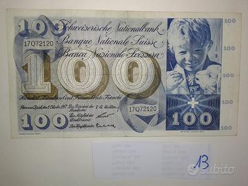 Banconota 100 franchi CHF svizzeri Suisse Svizzera