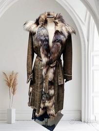 cappotto lungo Mazzi con inserti in pelliccia