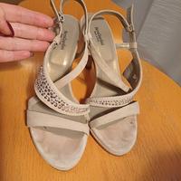 Sandali tacco Nero Giardini camoscio beige 38