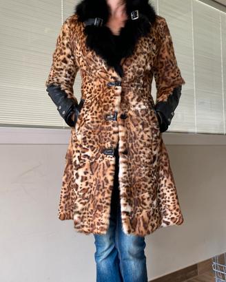 Pelliccia con inserti in vera  pelle