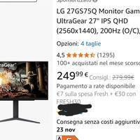 LG 27GS75Q Monitor Gaming UltraGear 27" IPS QHD (2