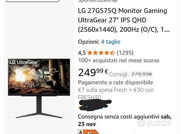 LG 27GS75Q Monitor Gaming UltraGear 27" IPS QHD (2