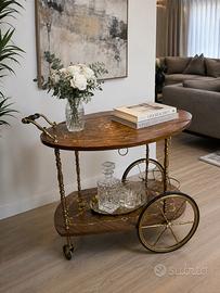 Carrello bar vintage legno intarsiato Sorrento