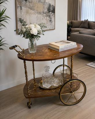 Carrello bar vintage legno intarsiato Sorrento