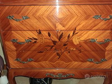 Cassettiera antica con intarsi anni 60