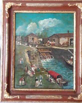 Dipinto olio su tela firmato_scena all’antica
