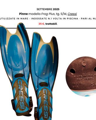 Pinne Cressi modello Frog Plus, taglia S/M, EU 39-