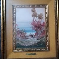 Quadro paesaggio mare case vegetazione S. Natale