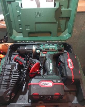 parkside trapano percussione nuovo x2  batterie 4a