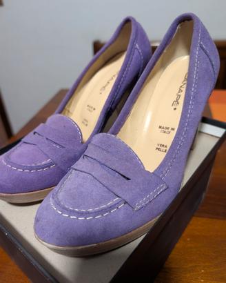 Scarpe Décolleté in Camoscio Viola (Vera Pelle)