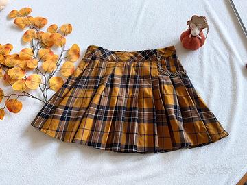 S Bershka gonna scozzese a quadri senape plisse