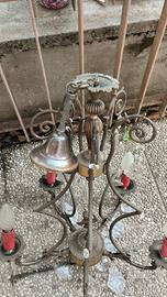 lampadario in ottone con lutto centrale 