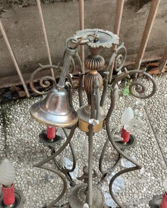 lampadario in ottone con lutto centrale 