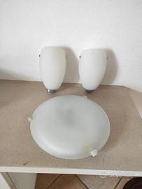 1 Plafoniera da soffitto e 2 da parete 