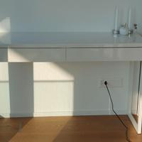 Scrivania, Lucido bianco, con 2 cassetti. (nuovo)