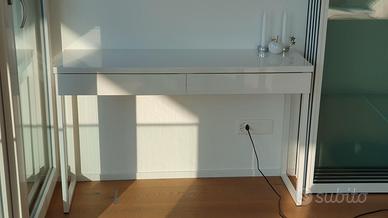 Scrivania, Lucido bianco, con 2 cassetti. (nuovo)