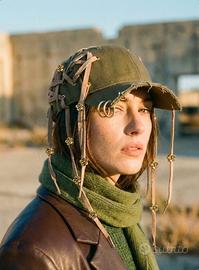 Olivia customcap- Green Khaki & Laces Design | Pez