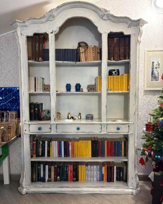 Libreria in legno massello stile provenzale/shabby