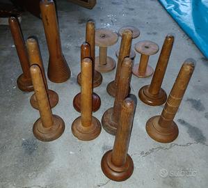 12 antichi rocchetti di legno anni'60/70