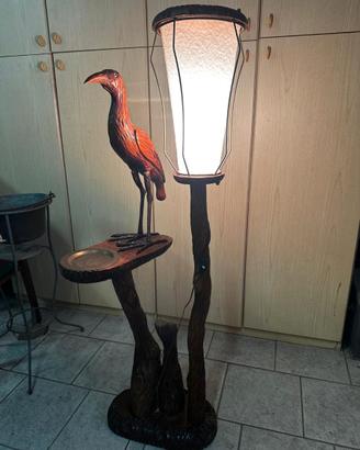 Aldo Tura, Lampada vintage in legno con uccello