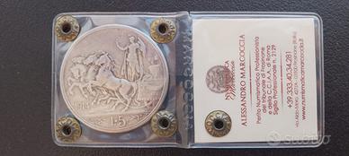 5 lire 1914 quadriga periziata  NIP