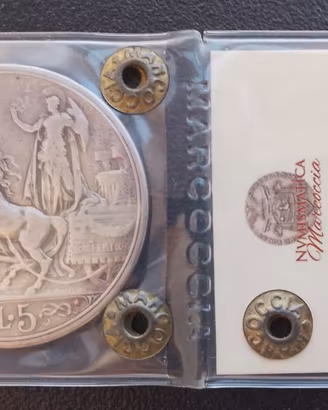 5 lire 1914 quadriga periziata  NIP
