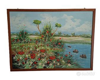 Quadro I Papaveri olio su faesite di A. Diss