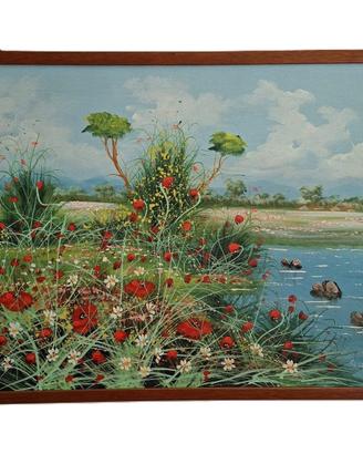 Quadro I Papaveri olio su faesite di A. Diss