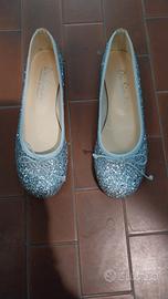 Scarpe ballerine argento brillantinate 