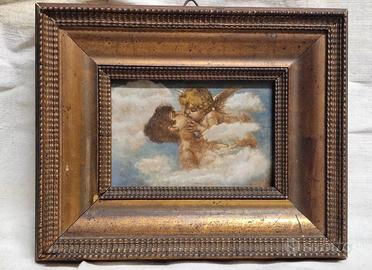 Martins  "Il Bacio" olio tavola Cm. 10,5x15 in cor