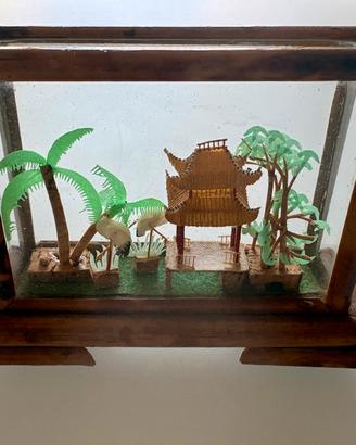 Diorama anni ‘70, in vetro e bambù