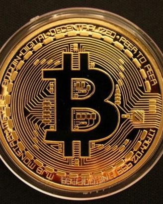 Bitcoin moneta moderna placcata oro