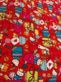 Scampolo Tessuto Hello Kitty 6mt Rosso Sanrio