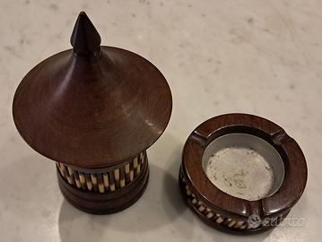 SET PORTASIGARETTE E POSACENERE AFRICANO VINTAGE