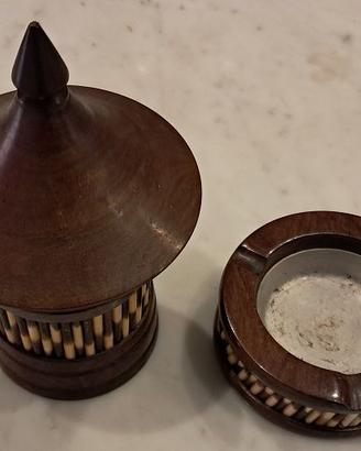 SET PORTASIGARETTE E POSACENERE AFRICANO VINTAGE