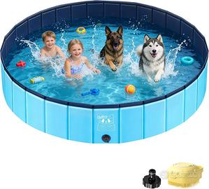 Piscina Pieghevole Cani e Bambini XL 160x30 cm