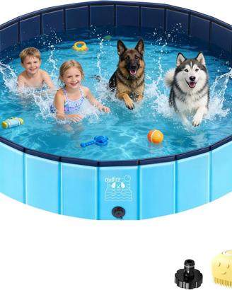 Piscina Pieghevole Cani e Bambini XL 160x30 cm