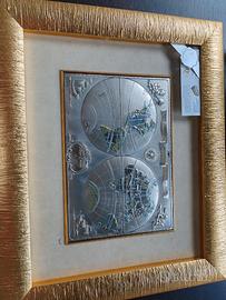 Quadro con lastra d'Argento 925 e Cornice dorata
