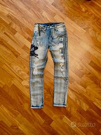 Jeans Amiri Grigio Serpenti Ricamati - Taglia S